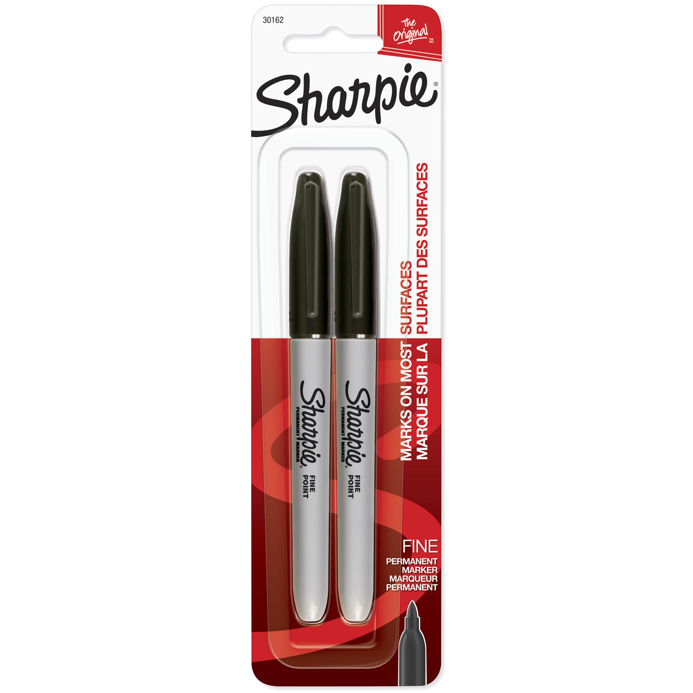 Sharpie Permanent Markers Fine Point Black (2 Pack)