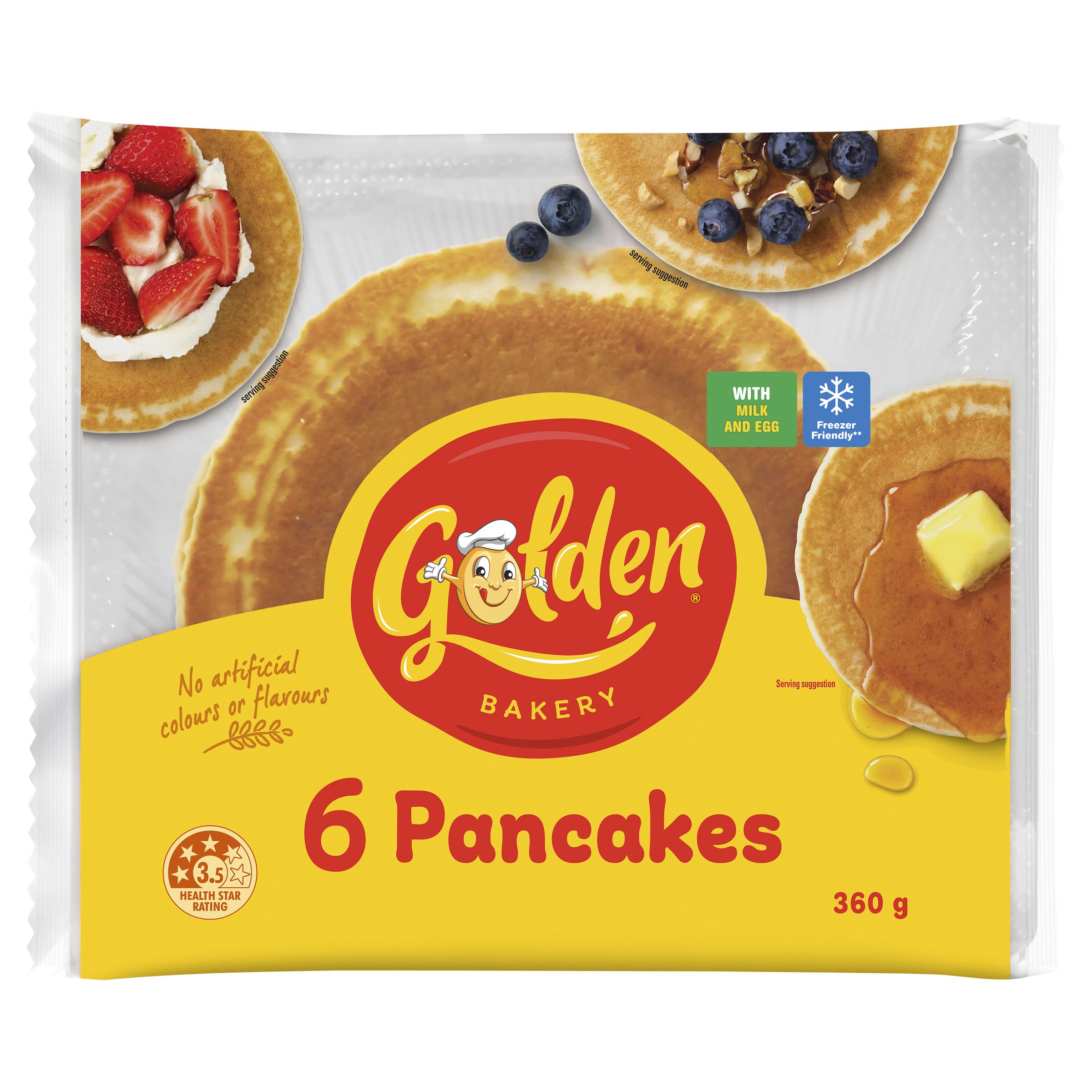 Golden Bakery Goods Pancakes Dairy Free (6 Pack)