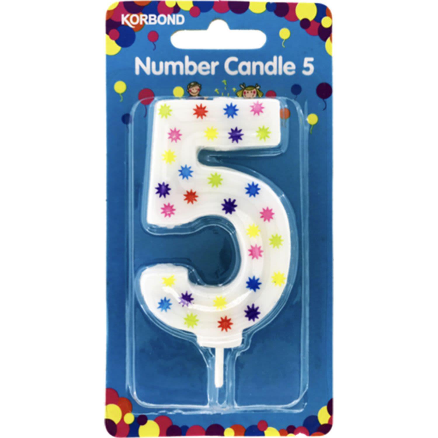 Korbond Number 5 Birthday Candle (1 Pack)