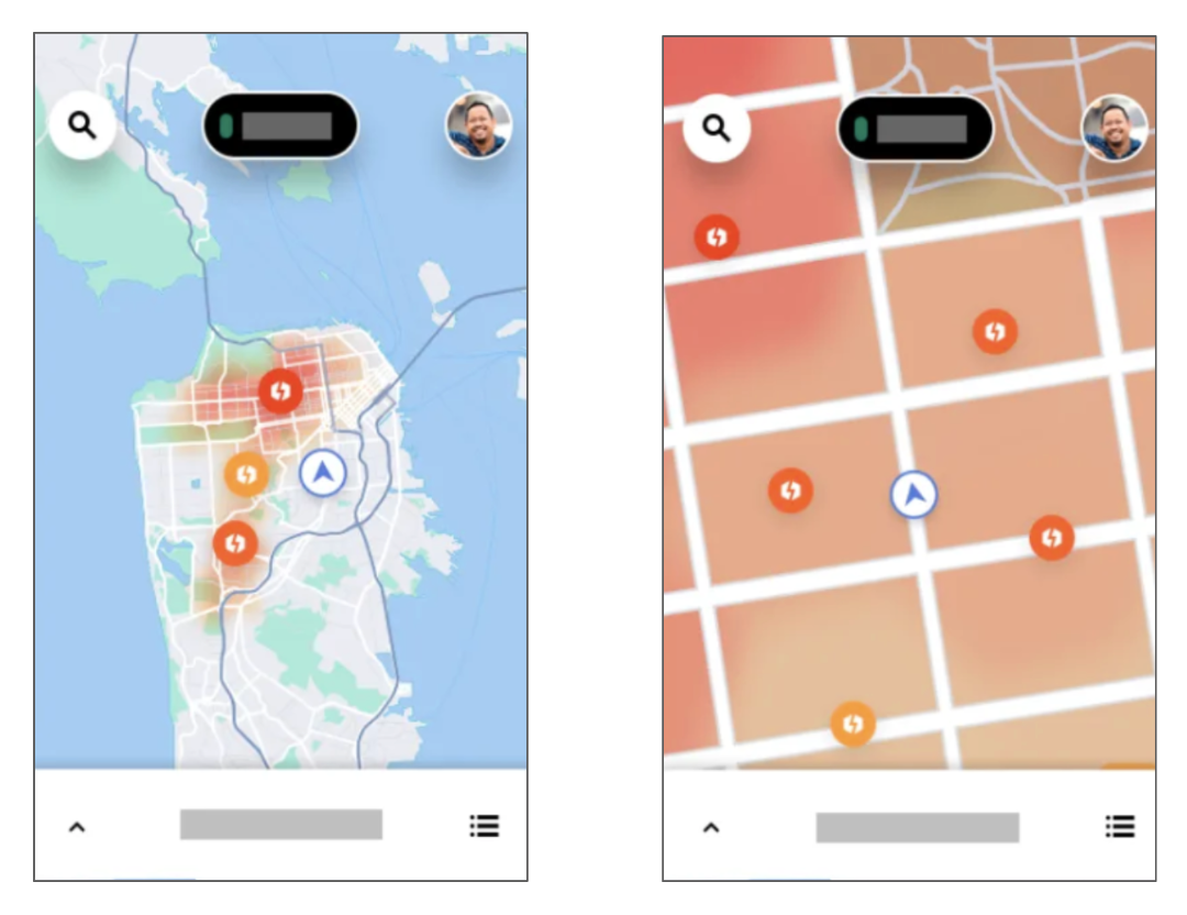 Capture d'écran de l'application montrant les zones de surchauffe