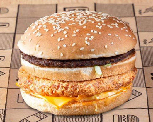 B chicken beef burger