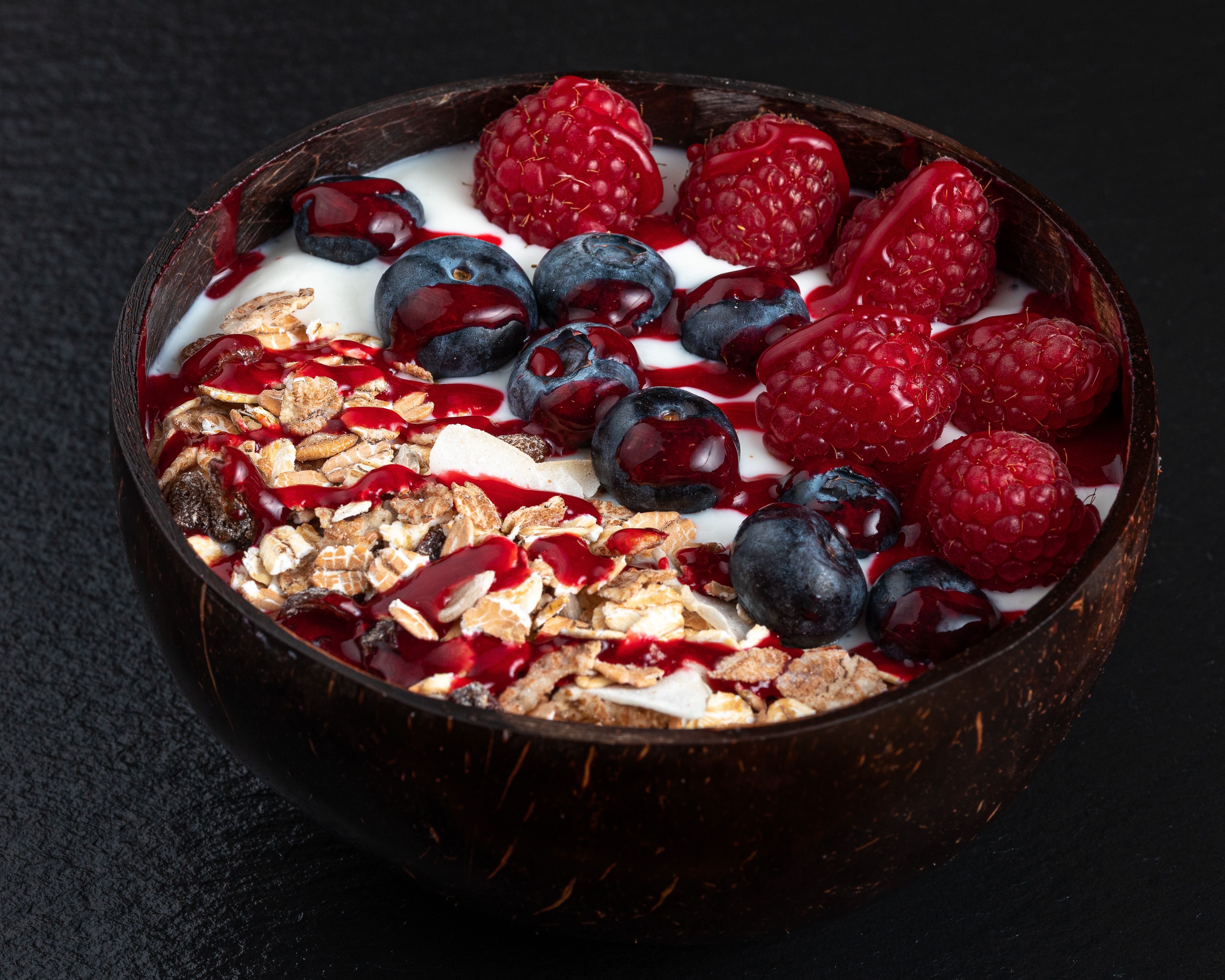 🍓 Fromage Blanc 0%  Fruit Rouge Muesli avec coulis 🍓