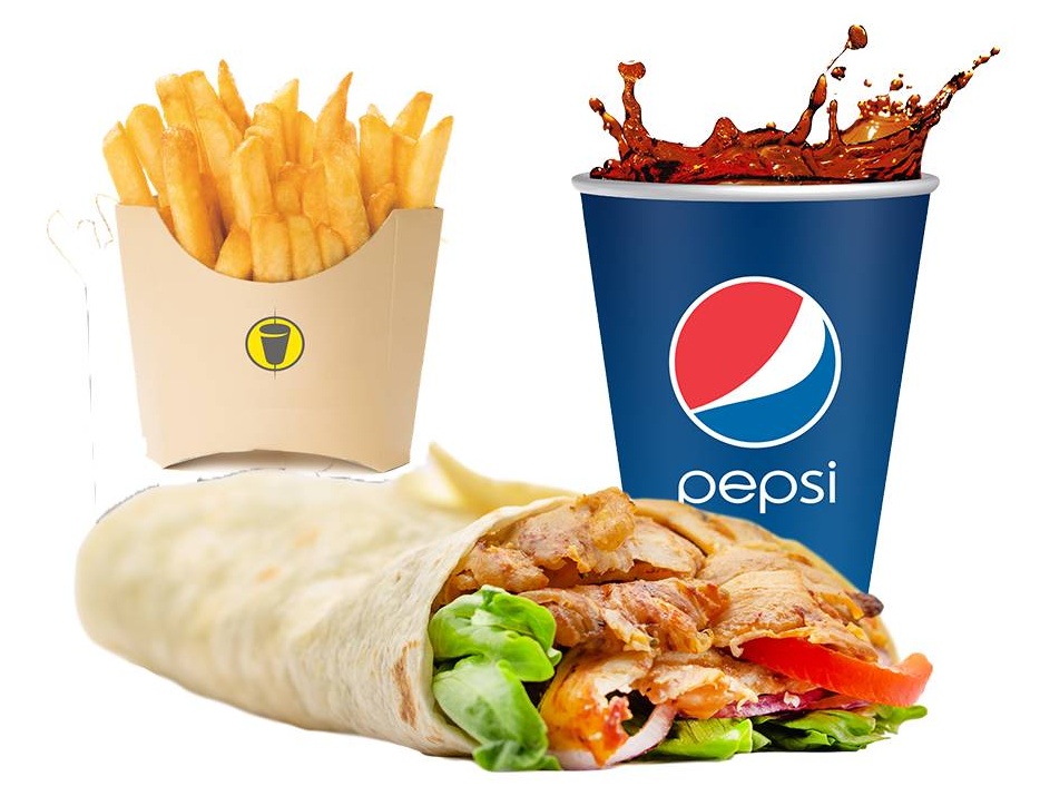Menu tortillas kebab frite et Boisson