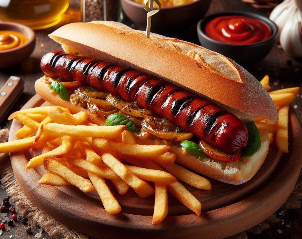 Menu 4 Brochettes de X2 Merguez  grillés 🍖 au feu de bois + 🍟🥤