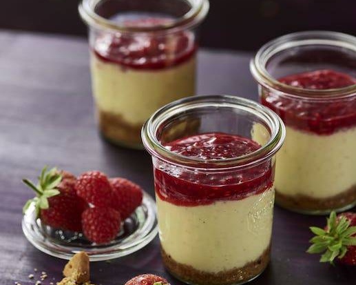 Fromage blanc et coulis de fraise