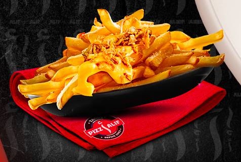 Frite cheddar oignons frits