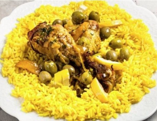 Riz - Pomme de terre - Poulet aux Olives ( Halal )