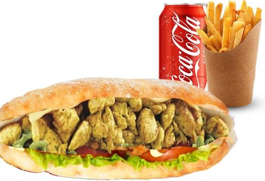 Menu sandwich brochette poulet