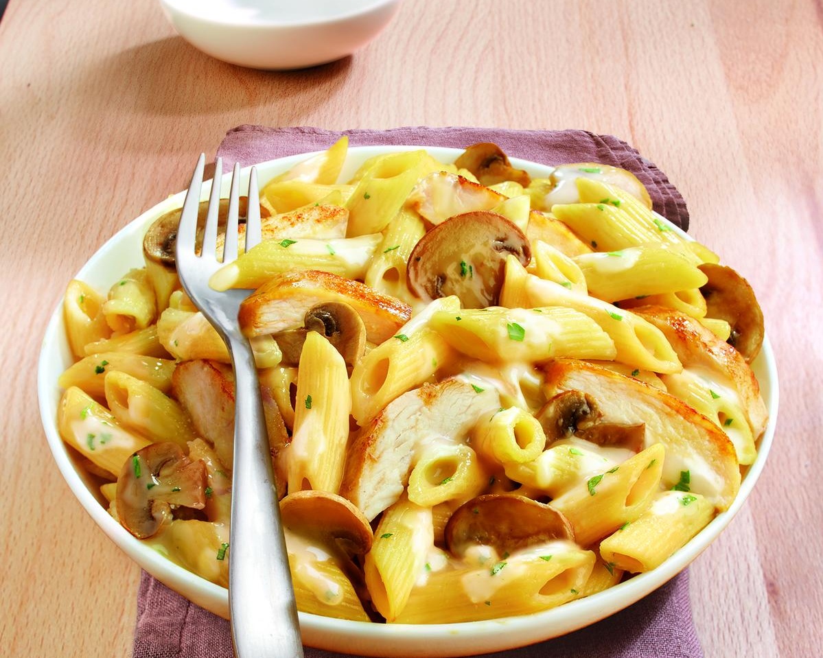 Penne au poulet croustillant