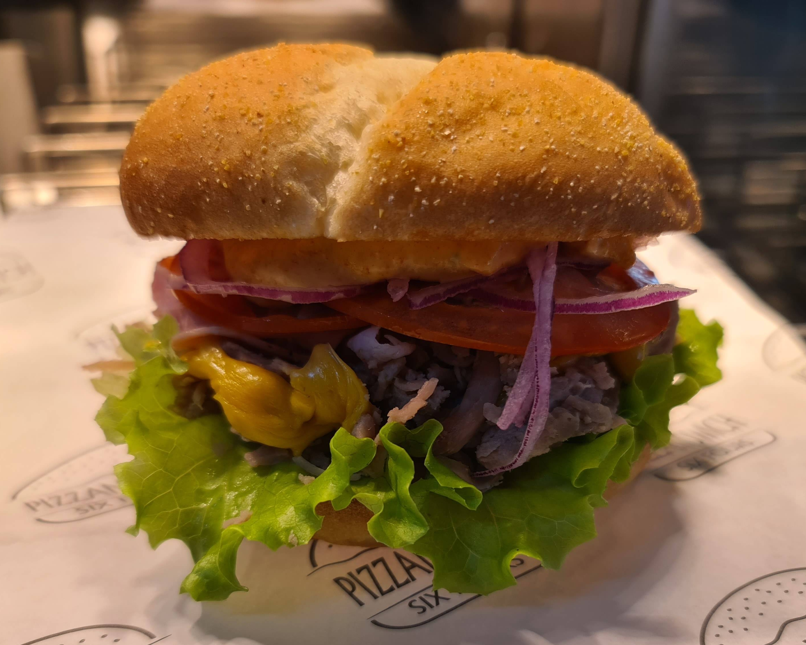 Menu burger effiloché de poulet