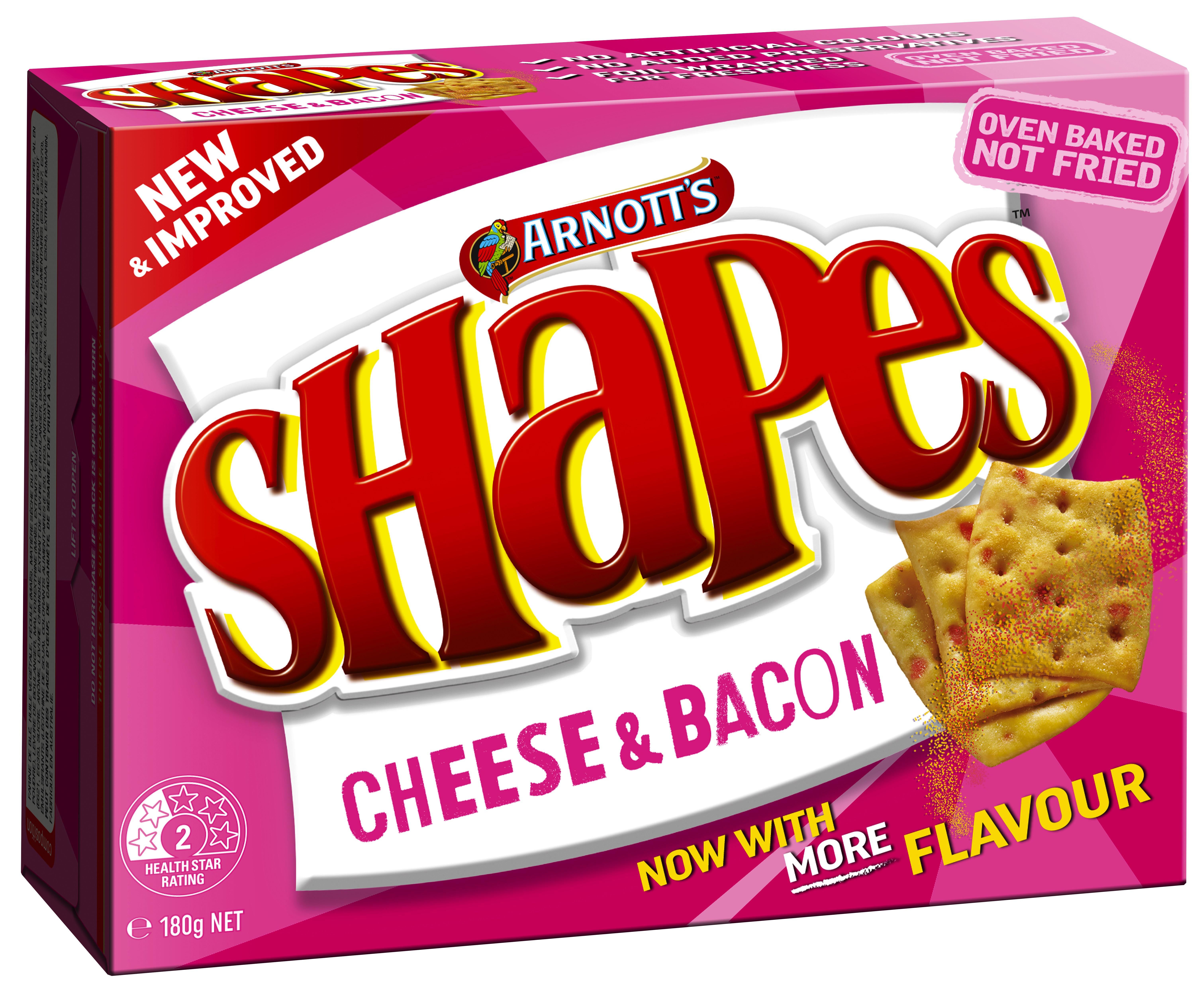 Arnott's Shapes Crackers Biscuits Cheese & Bacon 180g