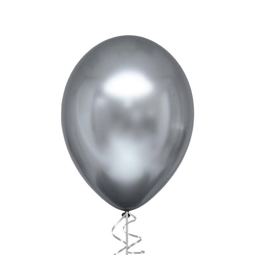 Uninflated Silver Metallic Satin Luxe Latex Balloon, 12in