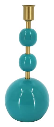 Jonathan Adler x Michaels Metal Tabletop Taper Candle Holder, 9.5 in, Teal & Gold