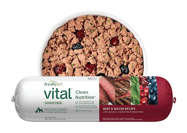 Freshpet Vital Grain Free Beef & Bison Recipe Roll Fresh Dog Food, 5 lbs.