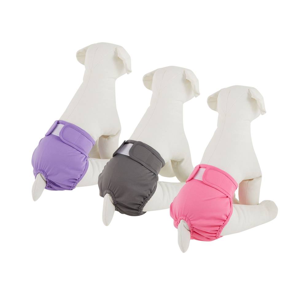 Top Paw Washable Diapers For Dogs, Small, Pink-Grey-Purple (3 ct)