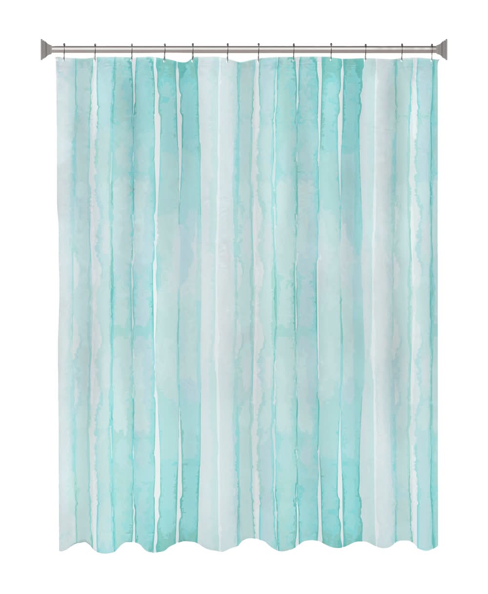 Style Selections 70-in W x 72-in L Aqua Abstract EVA/PEVA Shower curtain