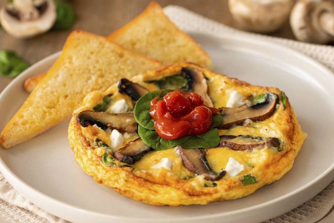 Mushroom, Feta & Spinach Open Omelette