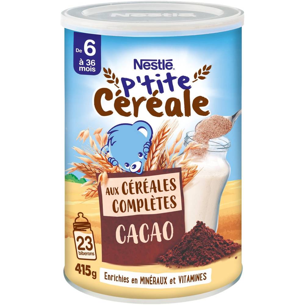 Nestlé - Lait bébé aux céréales complètes dès 6 à 36 mois, cacao (415g)