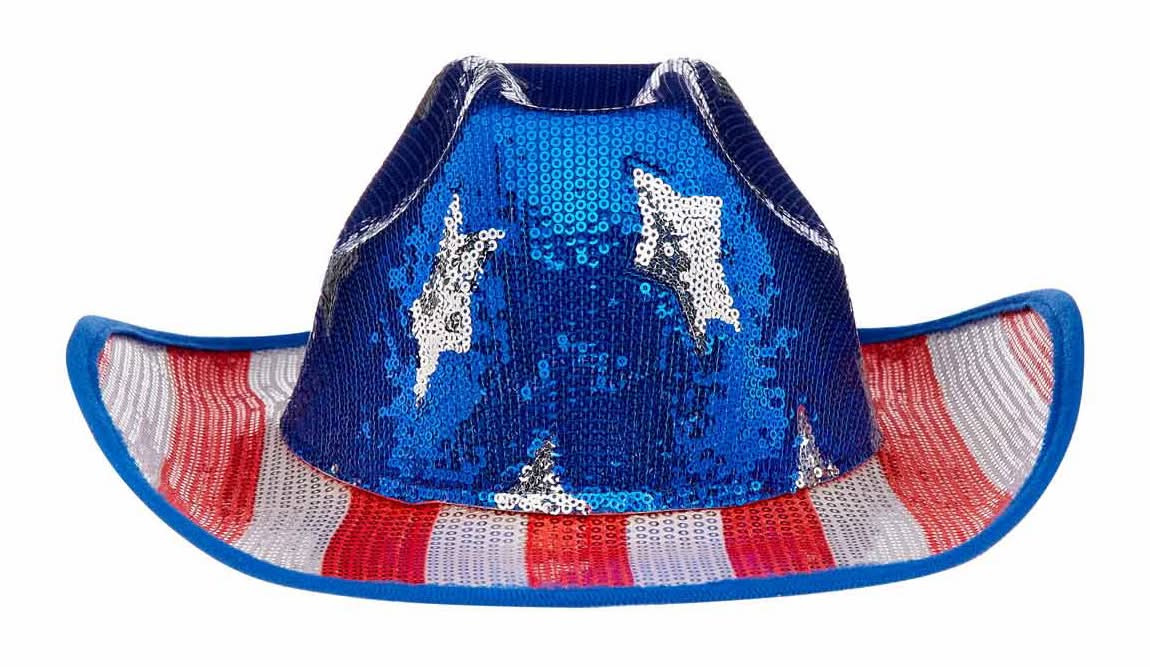 Patriotic Stars & Stripes Sequin Cowboy Hat