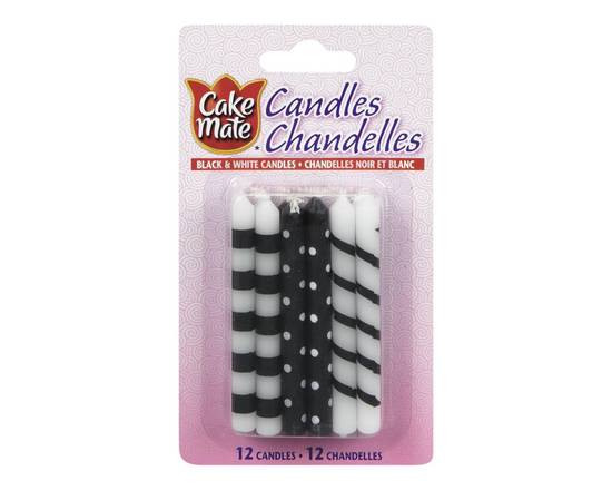 Cake Mate · Chandelles blanches et noires (12 par boîte) - Black & white candles (12 units)