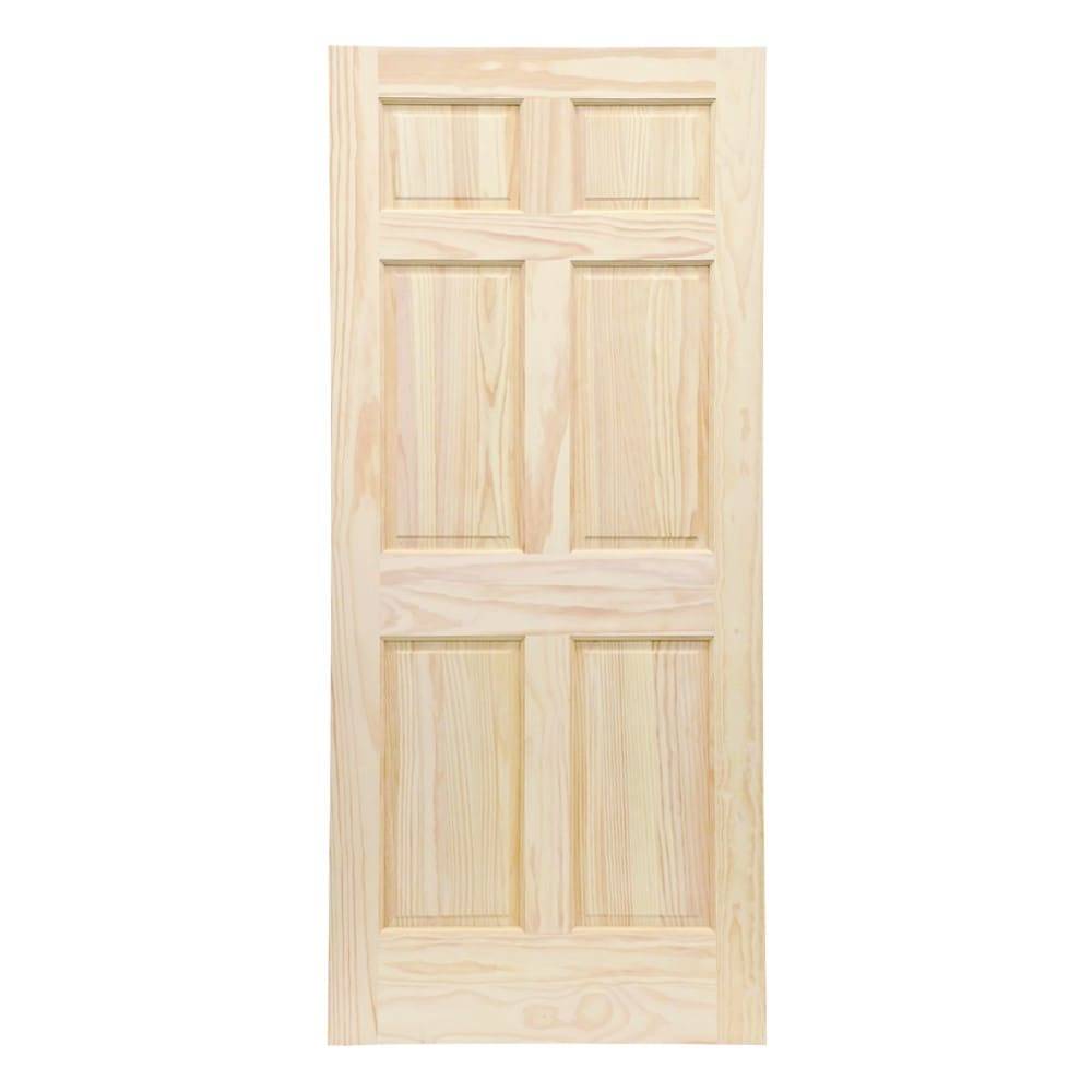 RELIABILT 28-in x 80-in Clear 6-panel Solid Core Unfinished Pine Wood Slab Door | RAD 108-28