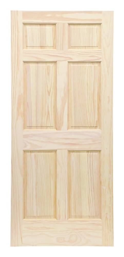 RELIABILT 36-in x 80-in 6-panel Solid core Unfinished Pine Wood Slab Door | RAD 108-36