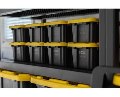 Hdx 6.5 Qt. Tough Storage Tote In Black With Yellow Lid | Postmates