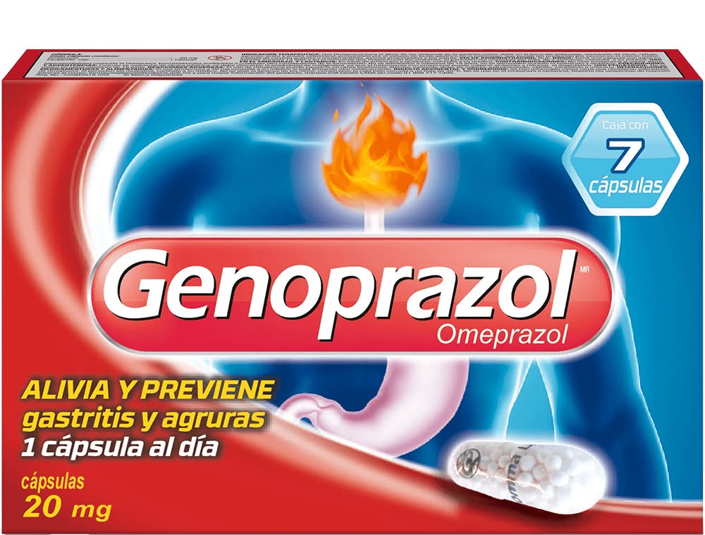 Genoprazol · Omeprazol cápsulas 20 mg (7 un)