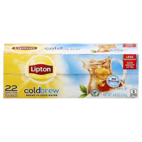 Lipton Coldbrew Iced Tea Bags Family Size (22 ct, 4.8 oz)