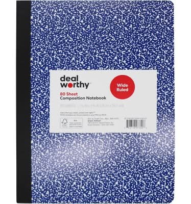 Dealworthy Wide Ruled Composition Book 80 Sheet, 19x24.7 cm, Blue