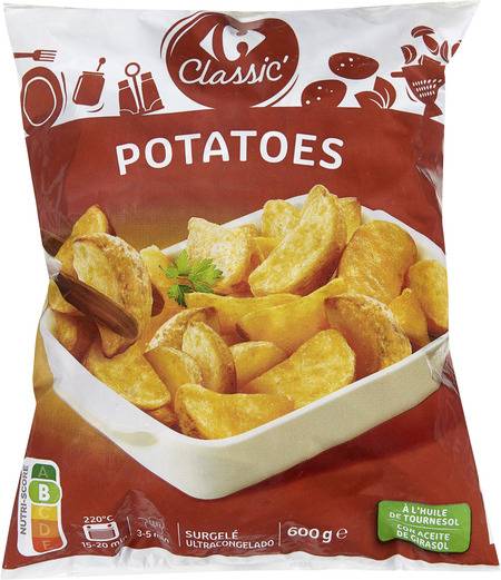 Carrefour - Pommes de terre en quartiers avec peau enrobées (600g)