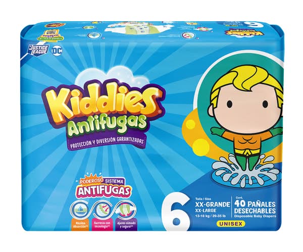 Kiddies · Antifugas pañales desechables, XL (40 un)