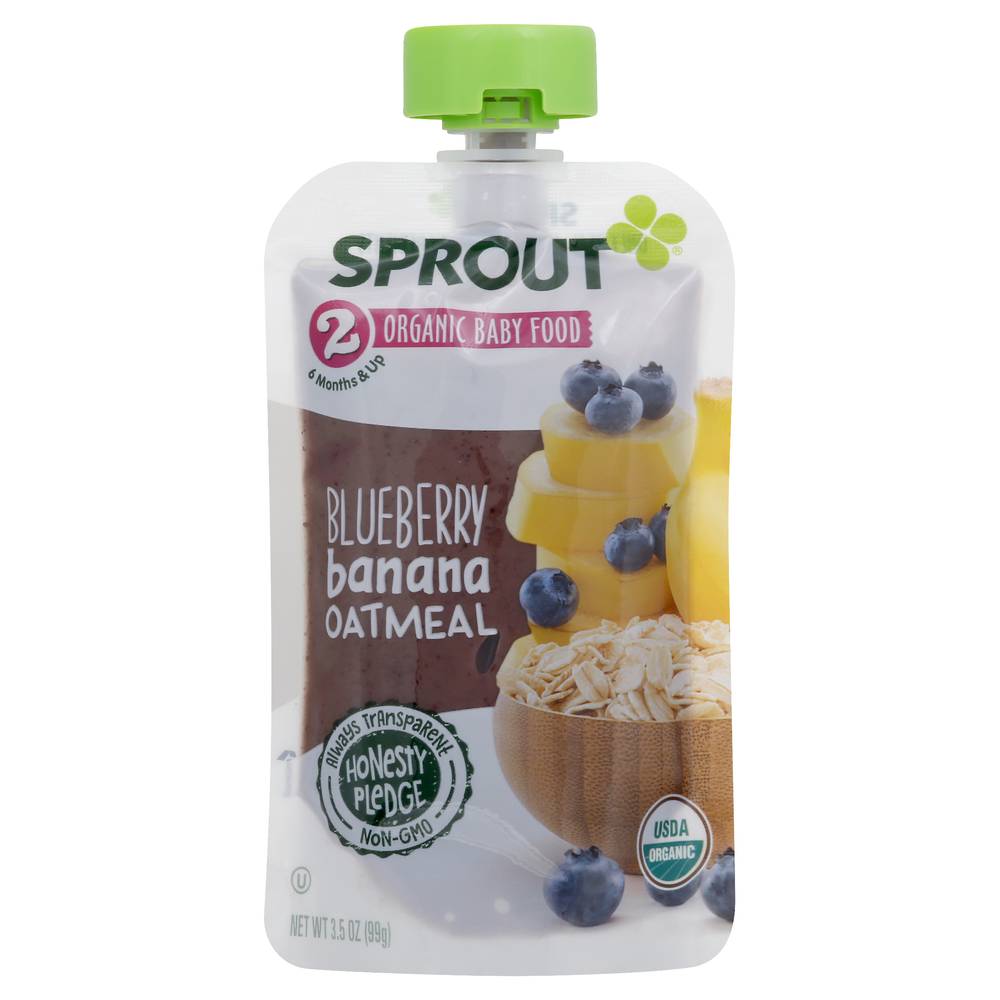 Sprout Organics Blueberry Banana Oatmeal Baby Food 2 (3.5 oz)