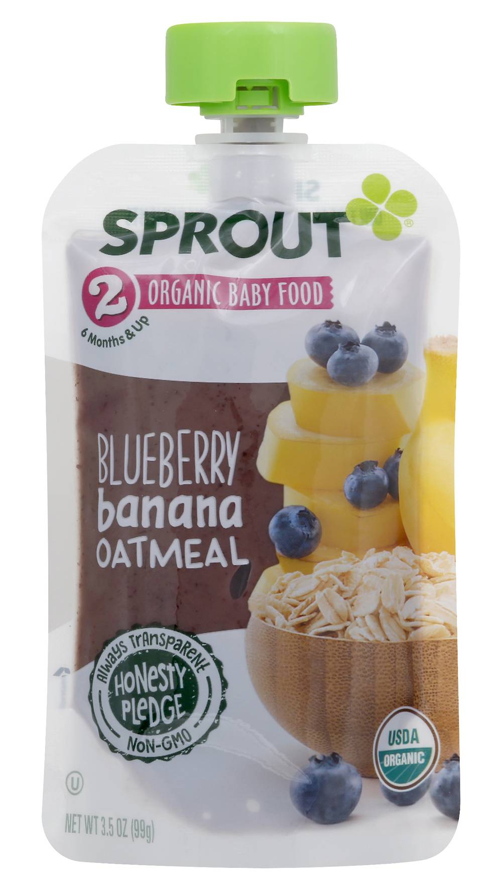 Sprout Organics Blueberry Banana Oatmeal Baby Food 2 (3.5 oz)