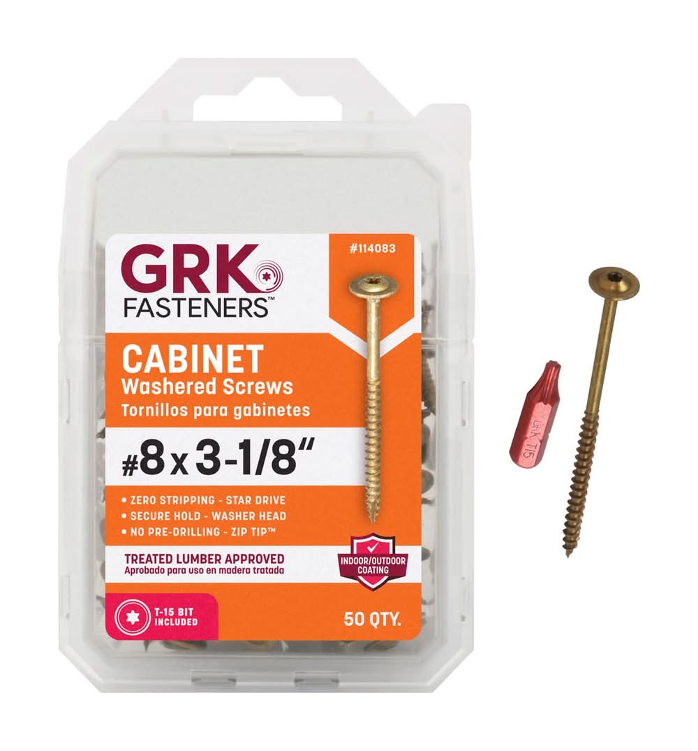 Grk Fasteners No. 8 X 3-1/8 In. L Star Climatek W-Cut Cabinet Screws 50 Pk