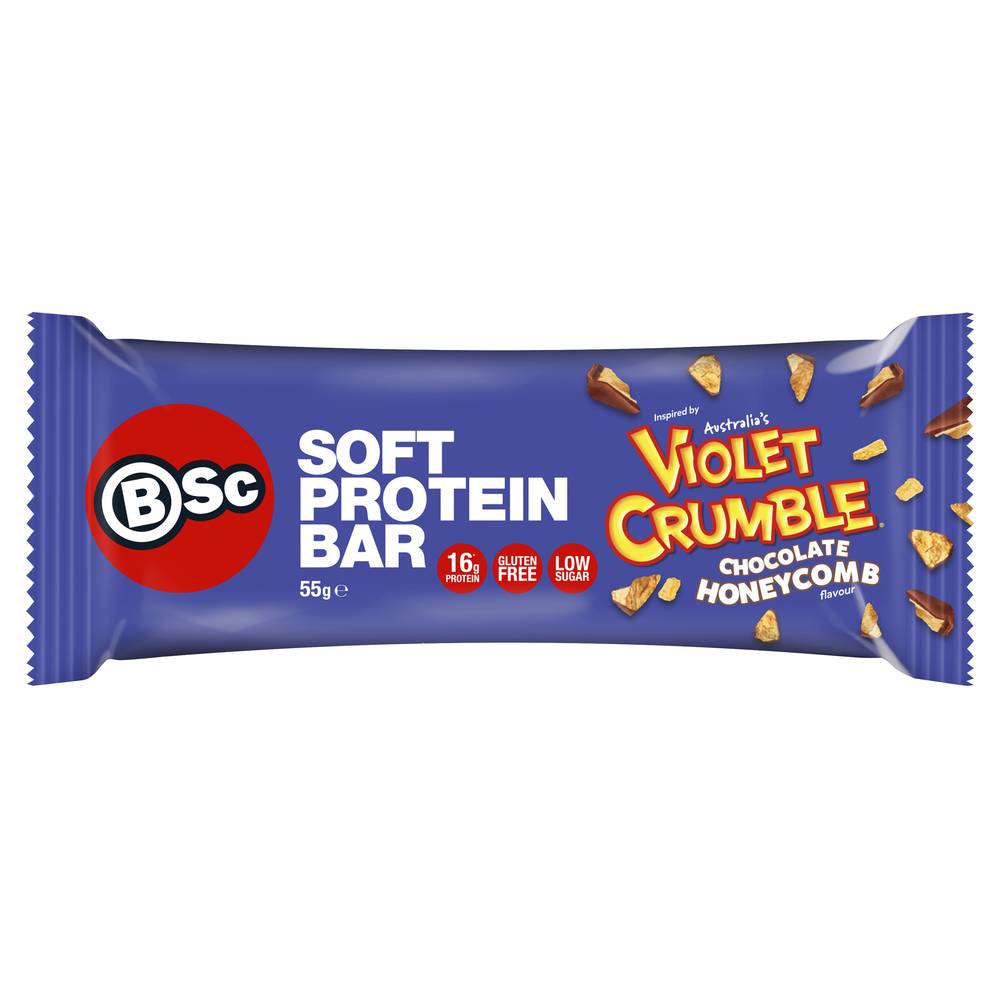 BSc Violet Crumble Soft Protein Bar, Chocolate Honeycomb (55g)