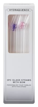 Glass Straws With Bow 3-Count