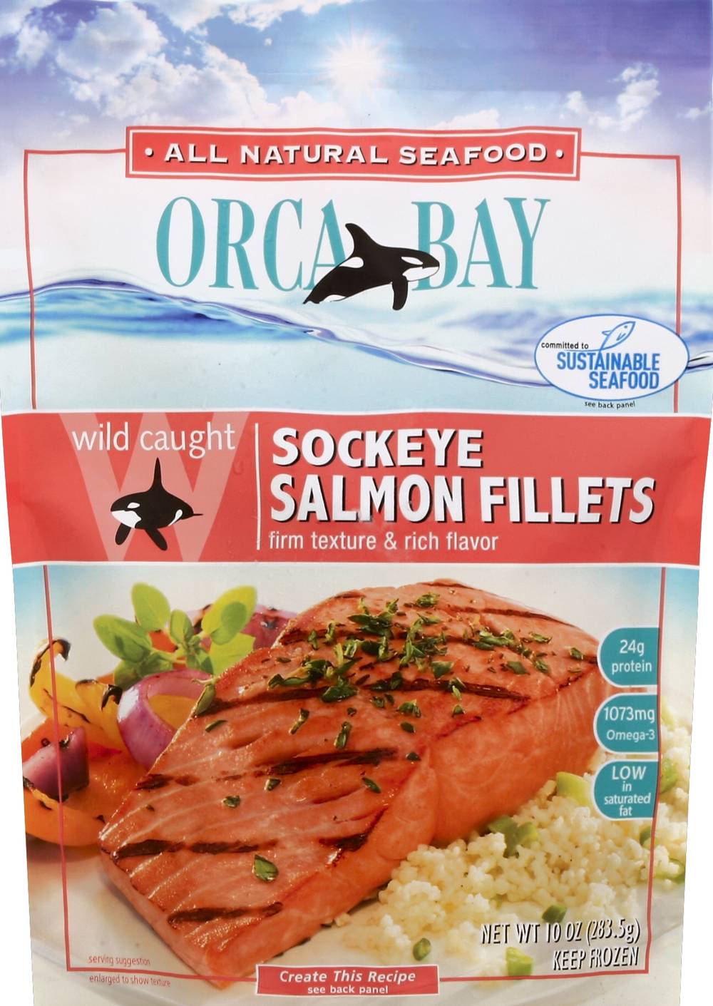 Orca Bay Alaska Sockeye Firm & Flavorful Skin-On Fillets (10 oz)