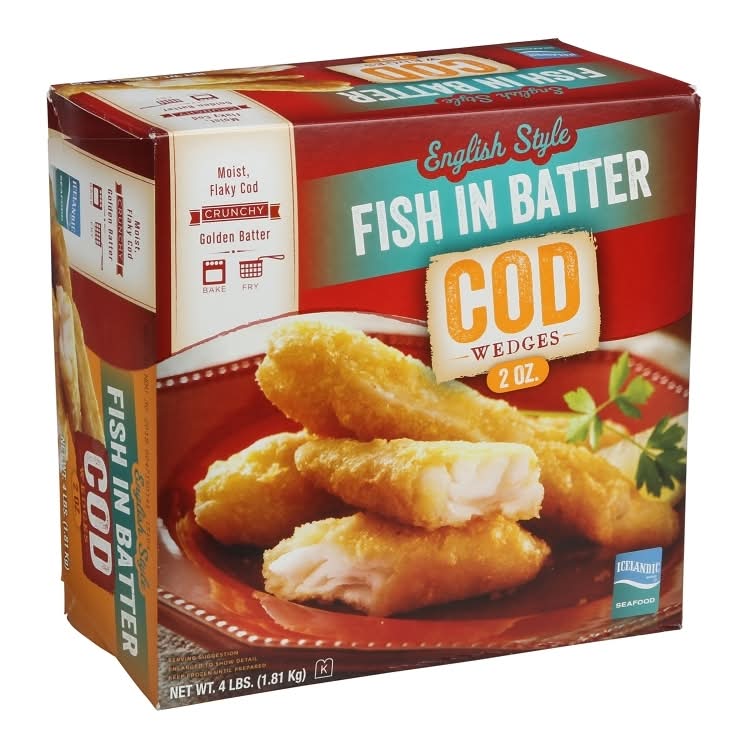 Icelandic Seafood Cod Wedges Fish in English Style Batter (4 lbs)
