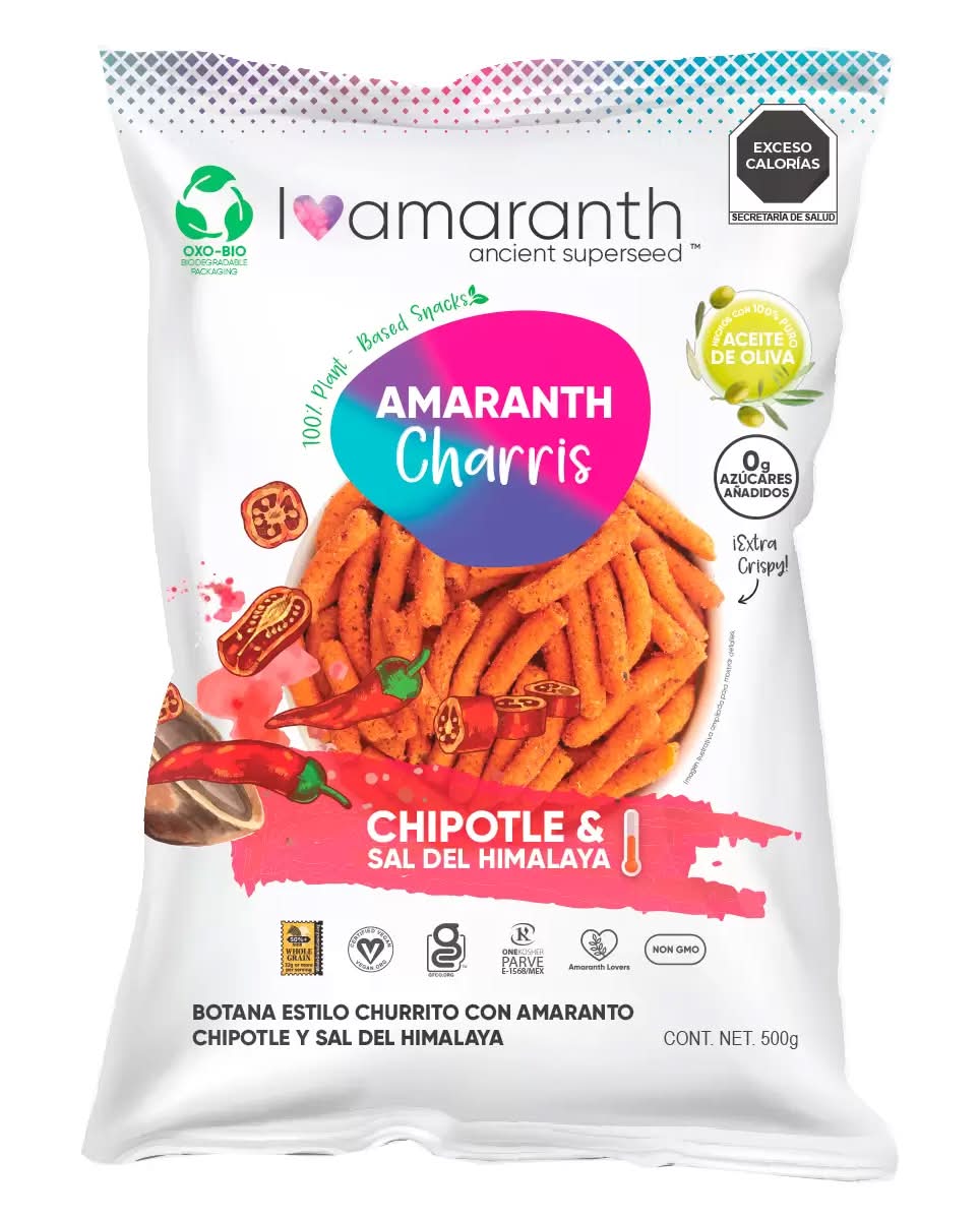 I Amaranth · Botana estilo churrito con amaranto, chipotle-sal del himalaya (500 g)