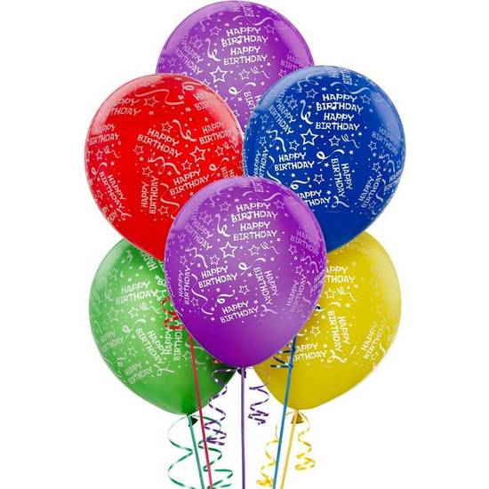 Uninflated 20ct, 12in, Confetti Birthday Balloons -Primary