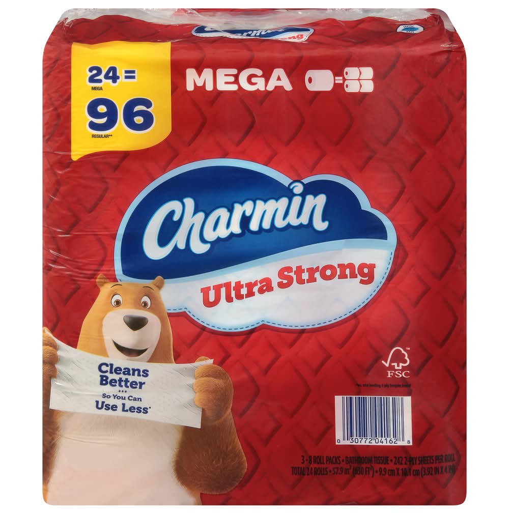 Charmin Ultra Strong Bathroom Tissue Mega Rolls, 9.9x10.1 cm (24 ct)