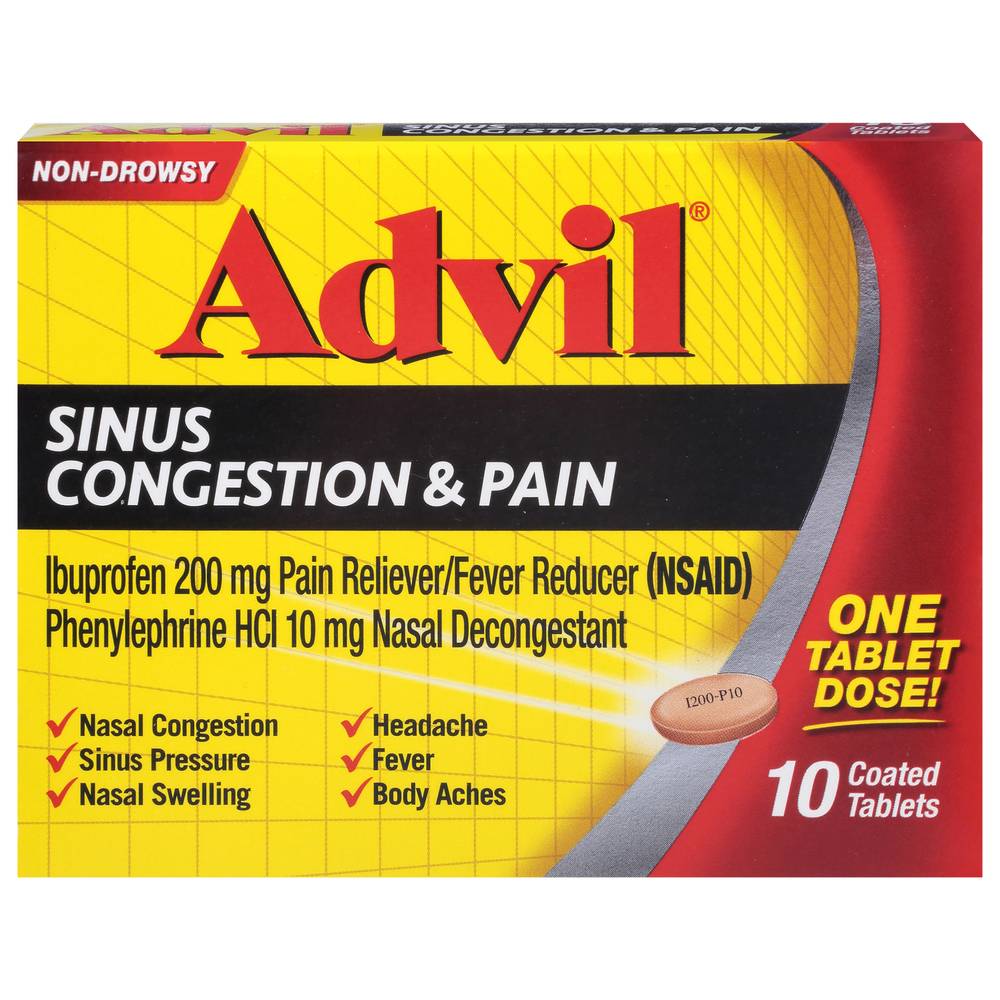 Advil Ibuprofen Sinus Congestion and Pain Reliever Tablets