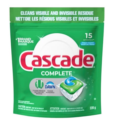Cascade complete tablettes pour lave-vaisselle - complete dishwasher tablets (15 unités) (frais)