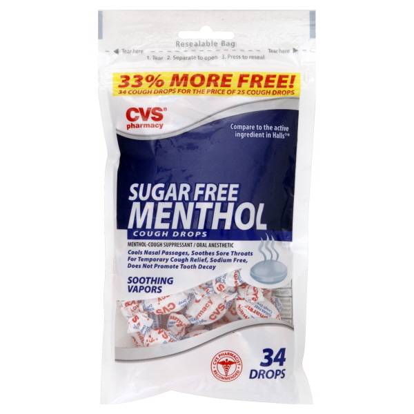 CVS Pharmacy Sugar Free Menthol Cough Drops (34 ct)