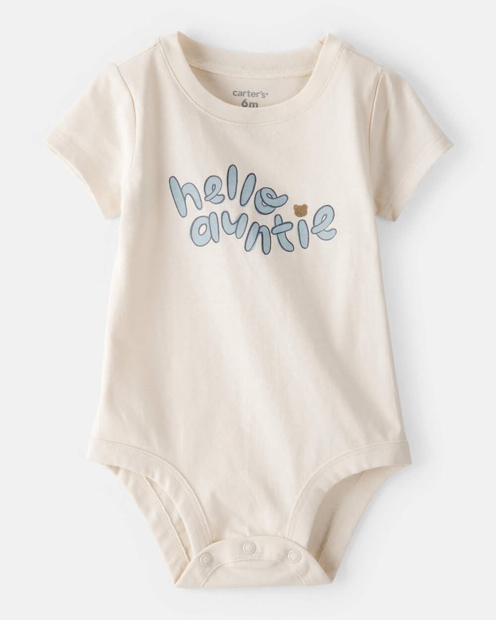 Baby 'Hello Auntie' Short-Sleeve Graphic Bodysuit - Cream - 3M