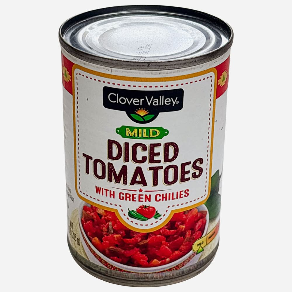 Clover Valley Mild Diced Tomatoes With Green Chilies 10 Oz