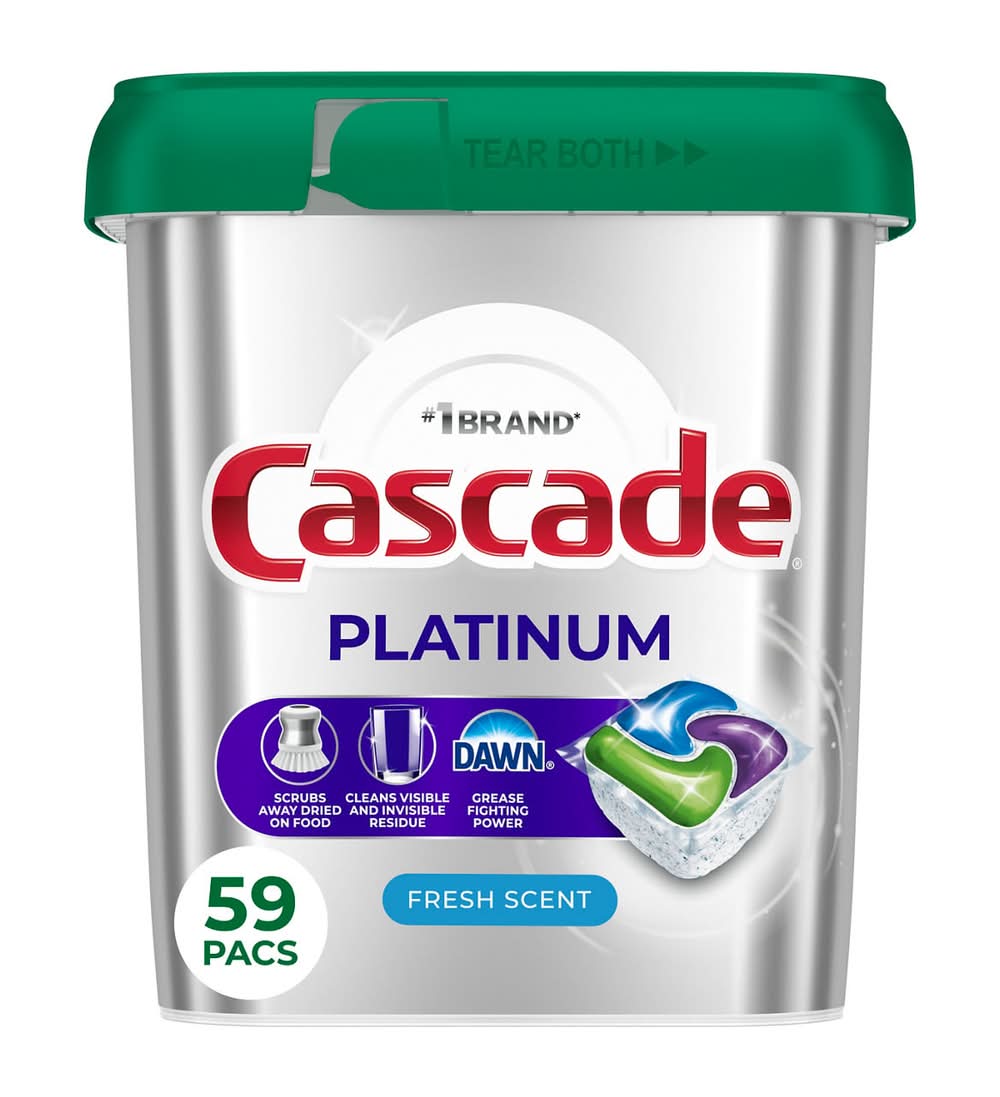 Cascade Platinum Dishwasher Pods, Fresh