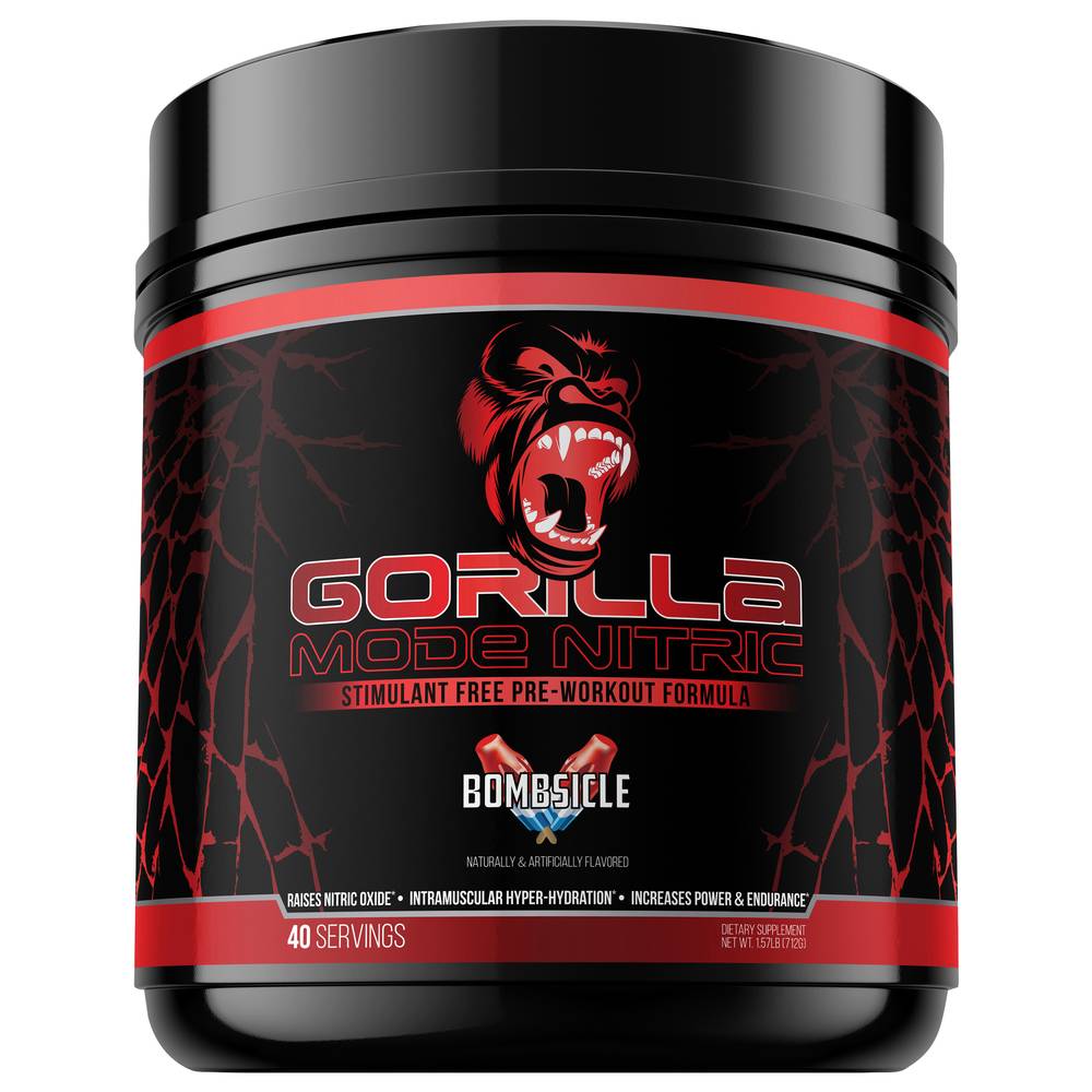 Gorilla Mode Nitric Stim Free Pre-Workout Formula (1.57 lb) (bombsicle)