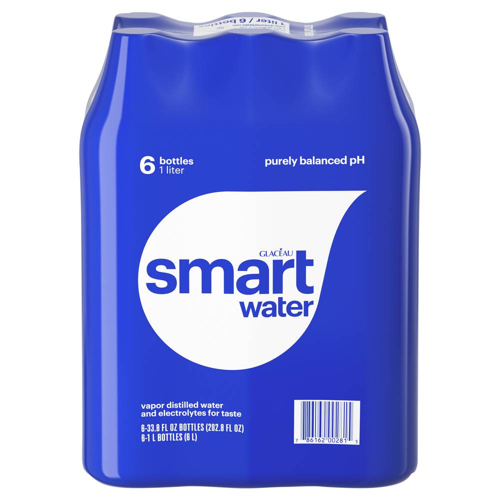 smartwater Vapor Distilled Water (6 x 33.8 fl oz)